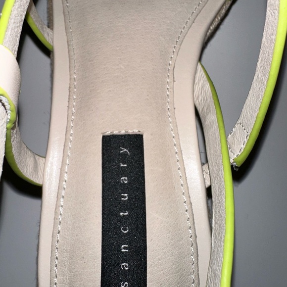 Sanctuary Platform Sandals.  Bone with lime green. Size 8.5. New with tag on box - Picture 6 of 10